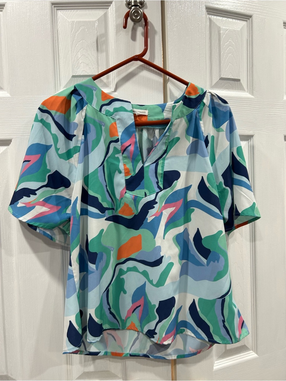 Mary Square Abstract Print Blouse - Multi